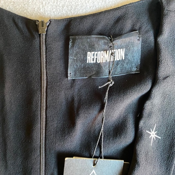 NWT Reformation Ashton Constellation black and white crepe midi dress Sz 8 - Picture 10 of 11